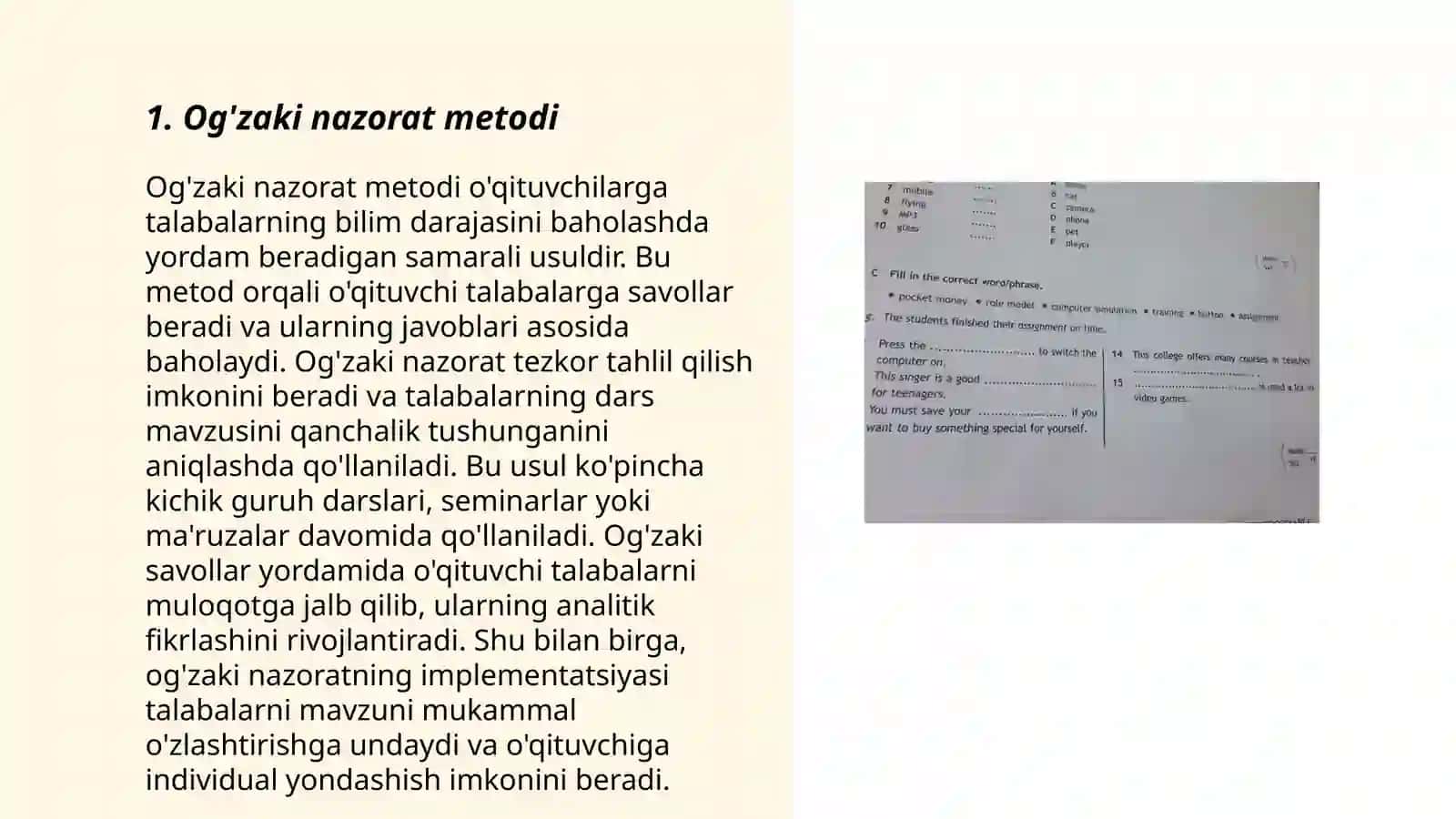 Og'zaki nazorat metodi 3