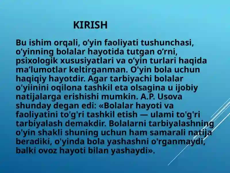 O’YIN FAOLIYATI VOSITALARI 3