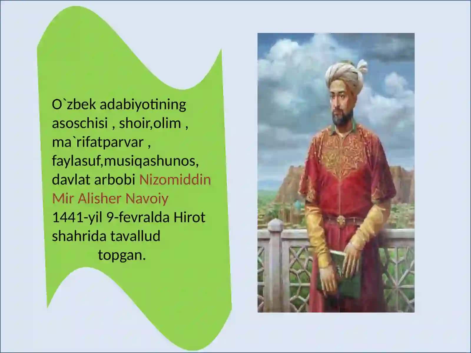 8-sinf Adabiyot fanidan Alisher Navoiy - ulug' shoir dars taqdimoti 3