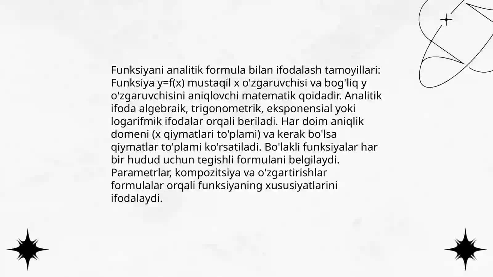 Funksiyalarni formulalar kórinishida ifodalash 3