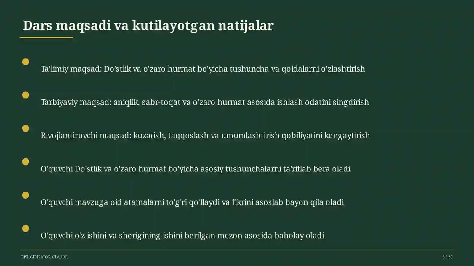 Do'stlik va o'zaro hurmat 3