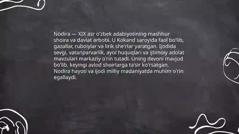 Nodira ijodiy merosi 3
