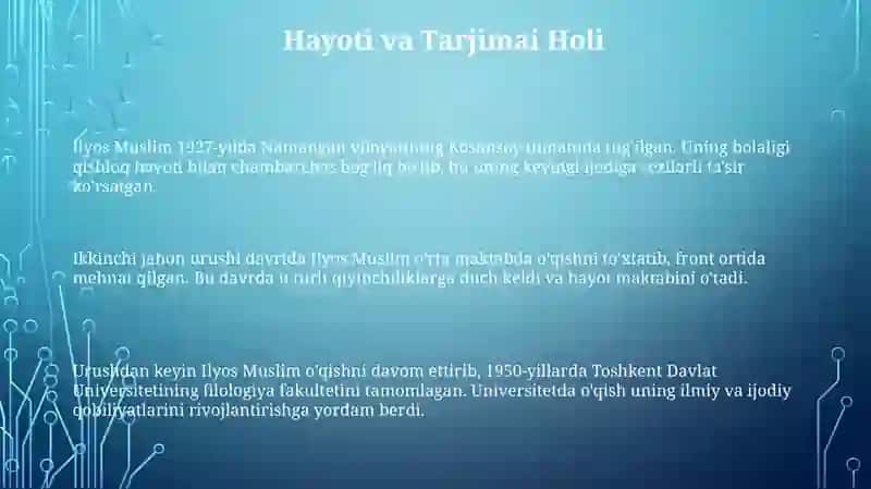 Ilyos Muslim hayoti va ijodi 3