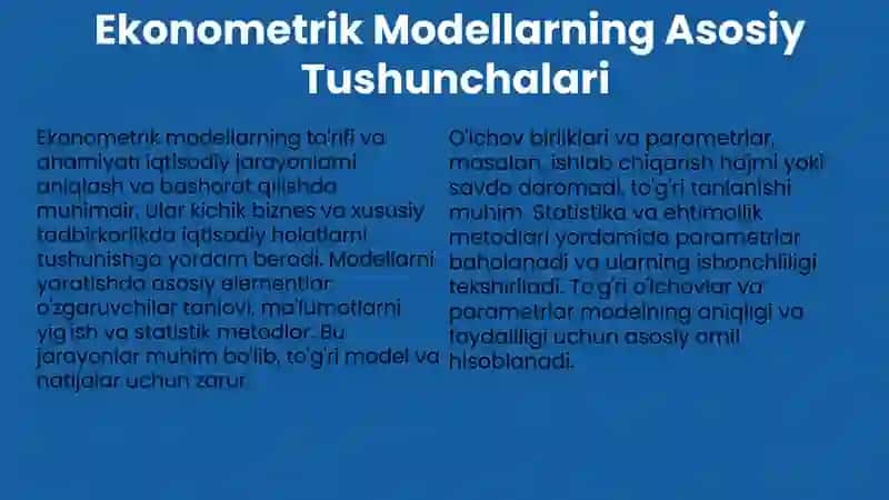 Ekonometrik Modellarning Asosiy Tushunchalari 3