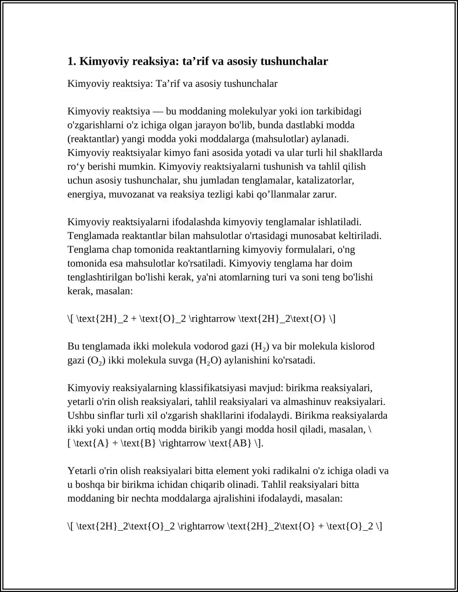KIMYOVIY REAKSIYALAR VA UNING SINFLARI 3