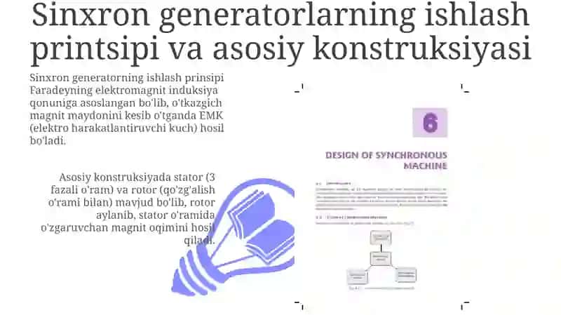 Sinxron generatorlarning ishlash prinsipi va ularning asosiy parametrlarini hisoblash 3