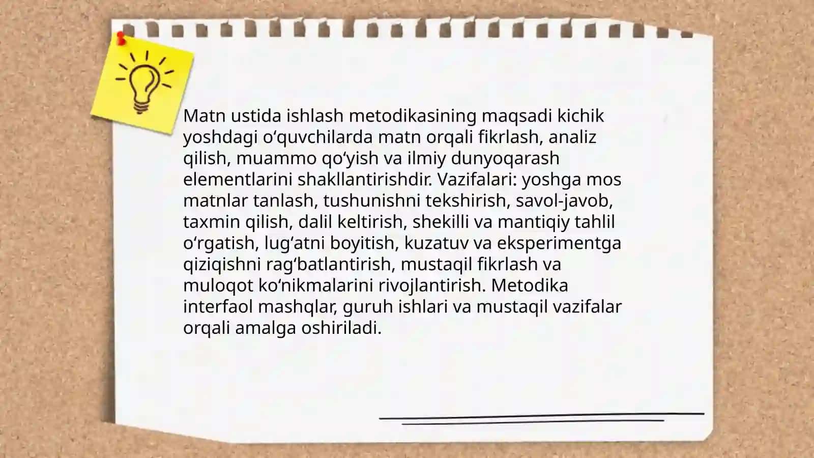 Matn ustida ishlash metodikasi 3