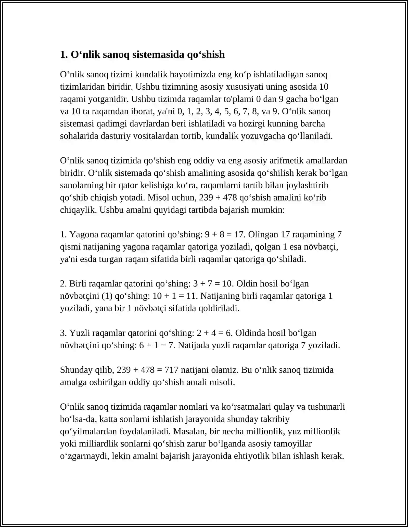 5-SINFDA NATURAL SONLARNI QOʻSHISH VA AYIRISH OʻRGATISH USULLARI 3