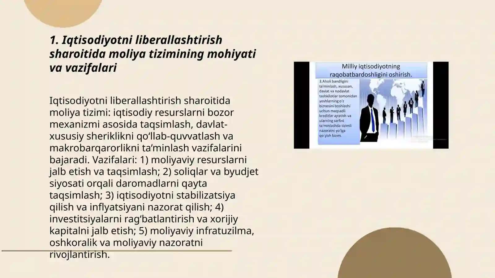Iqtisodiyotni liberallashtirish sharoitida moliya tizimining mohiyati va o‘ziga xos xususiyatlari 3
