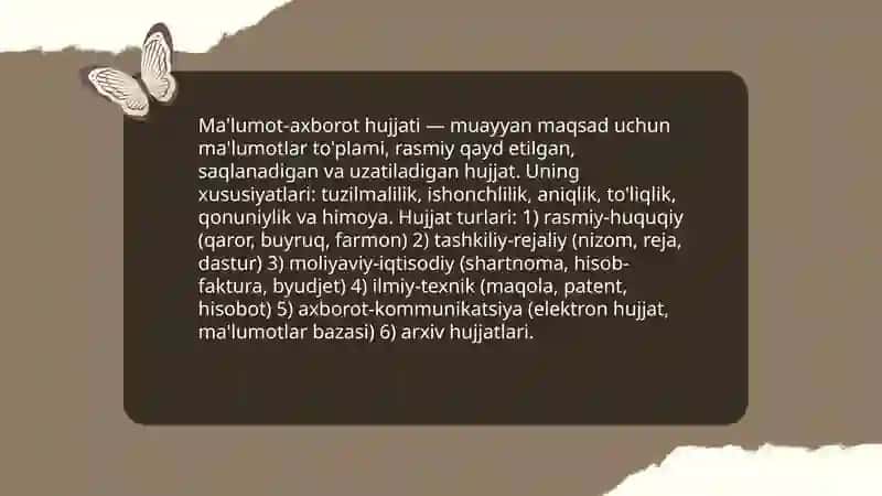 Ma'lumot-axborot hujjatlari 3