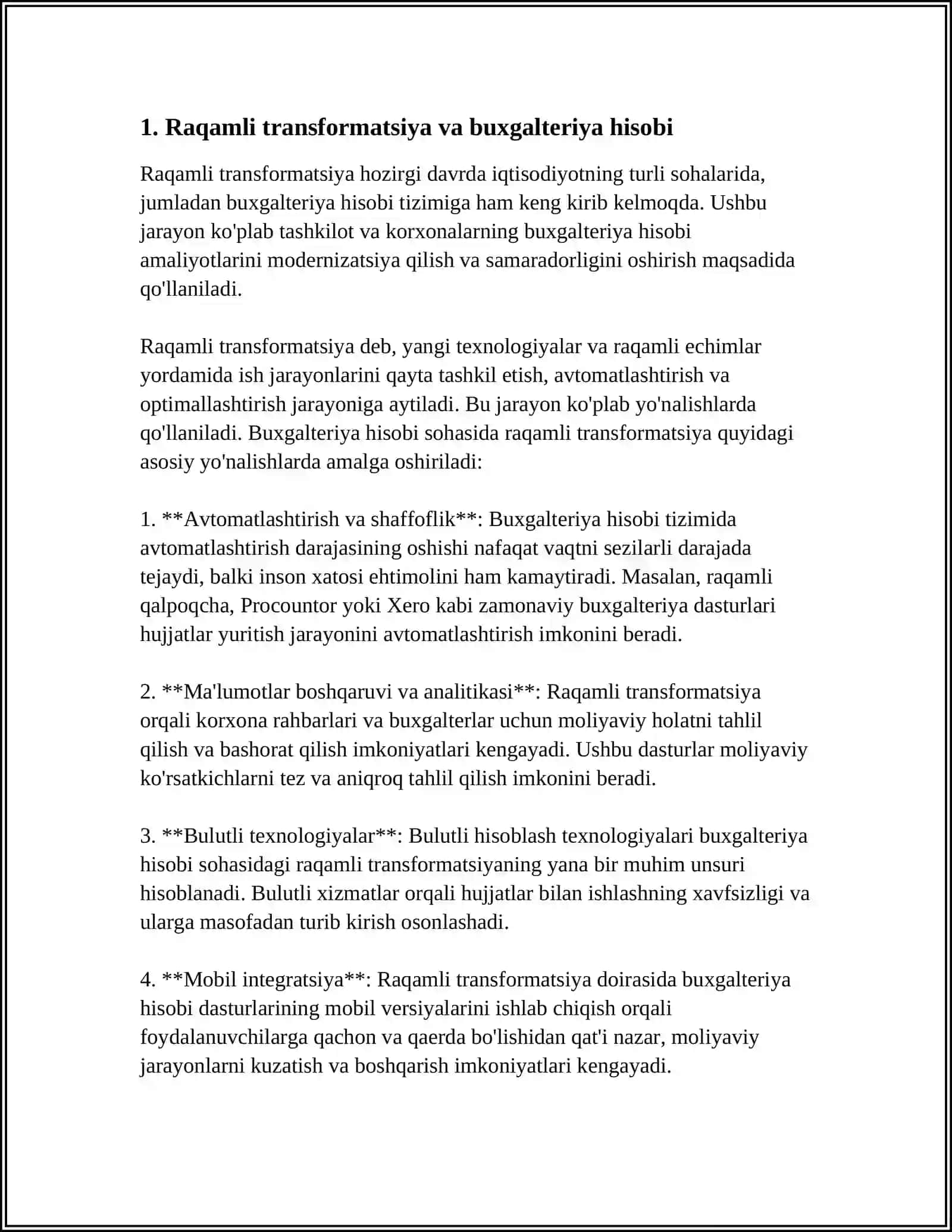 BUXGALTERIYA HISOBI SOHASINI RAQAMLASHTIRISH SAMARADORLIGI 3