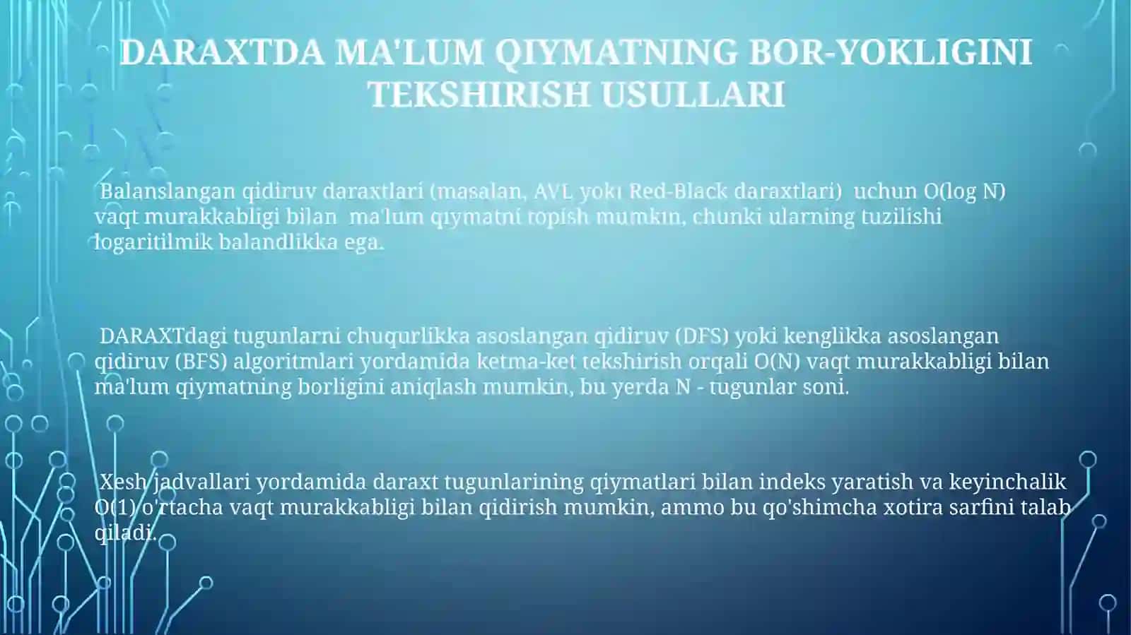 Daraxtdagi ma'lum qiymat borligini tekshirish 3