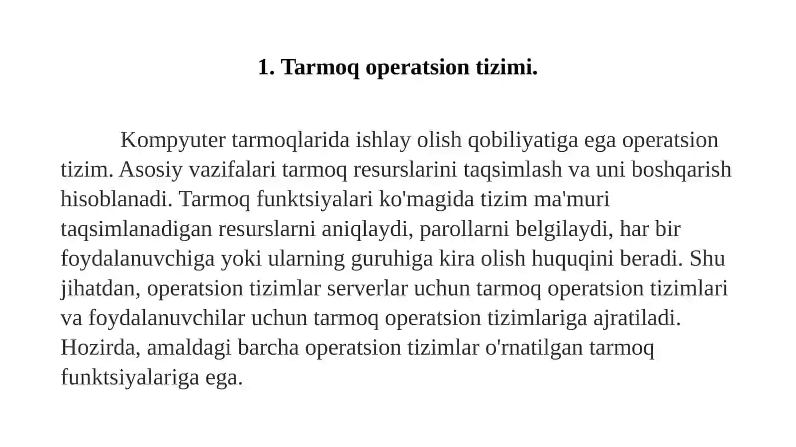 Tarmoq operasion tizimi.Windows NT 3