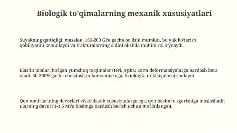 Biologik to'qimalarning mexanik xususiyatlari 3