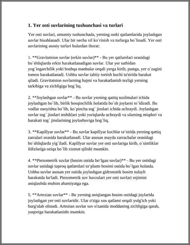 YER OSTI SUVLARINING REJIMI,BALANSI VA ZAXIRASI 3
