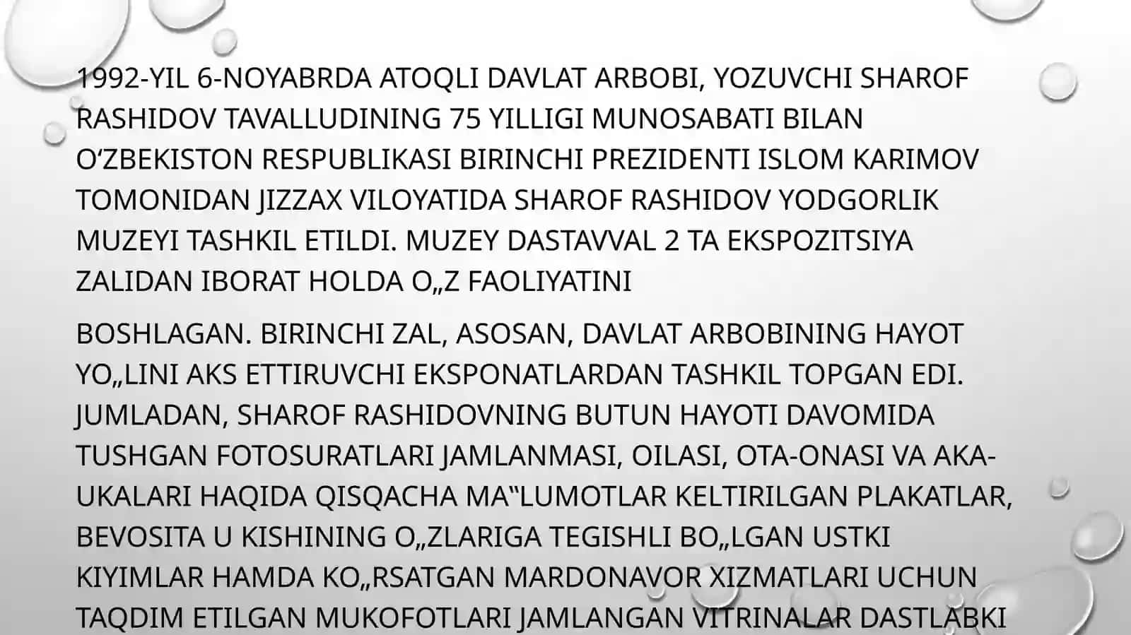 Sharof Rashidov uy muzeyi 3