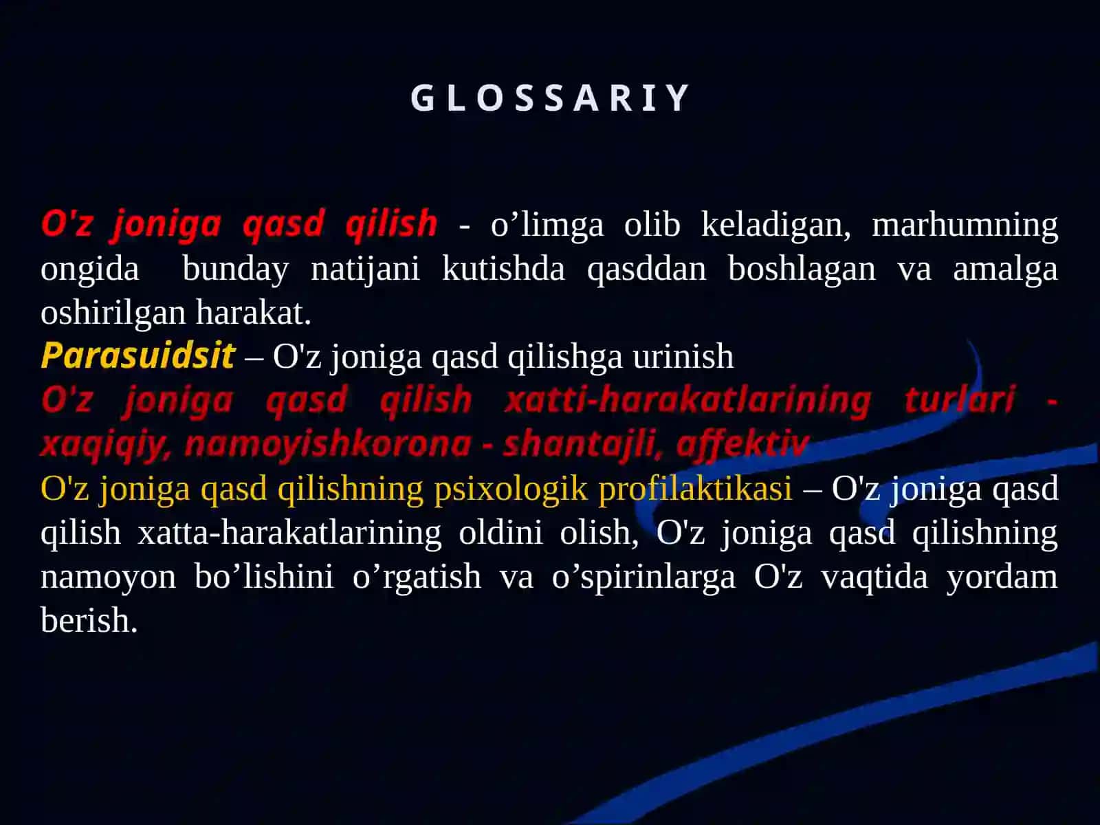 O'z joniga qasd qilish tushunchsi va uni oldini olish choralari 3