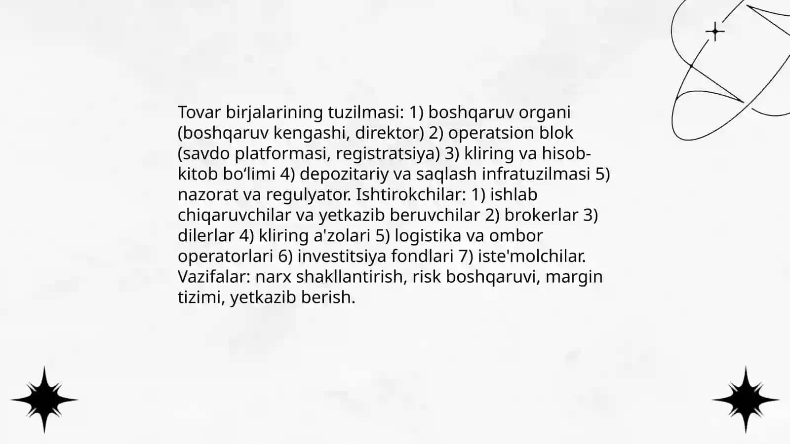 Tovar birjalari faoliyat mexanizmi 3