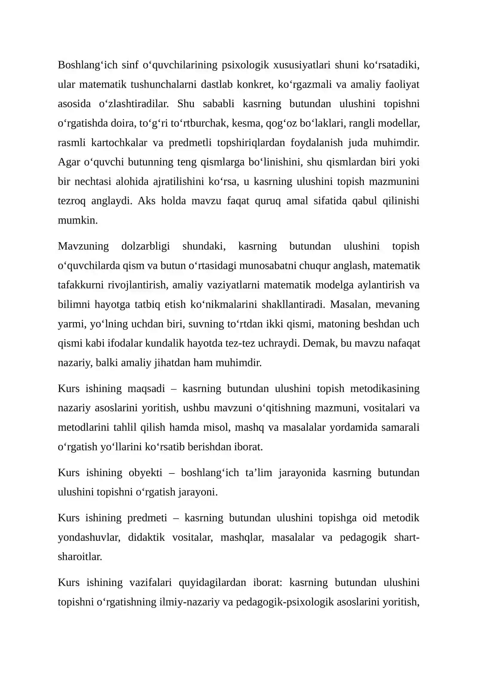 Kasrning butundan ulushini topish metodikasi 3