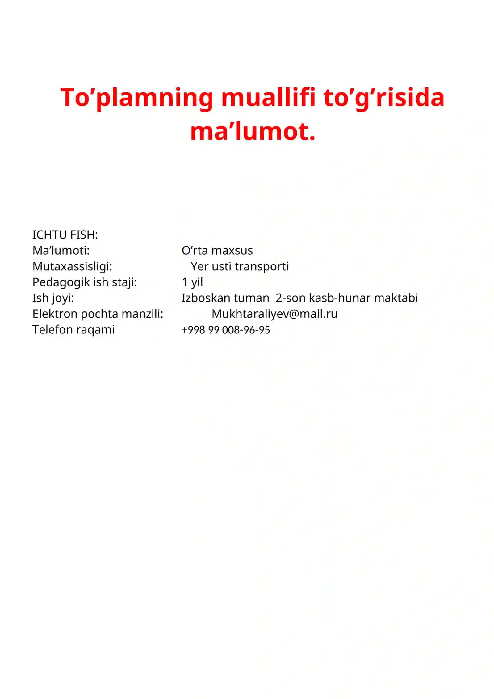 CHILANGARLIK ISHLARI O'QUV AMALIYOTI 60 SOATLIK. 3