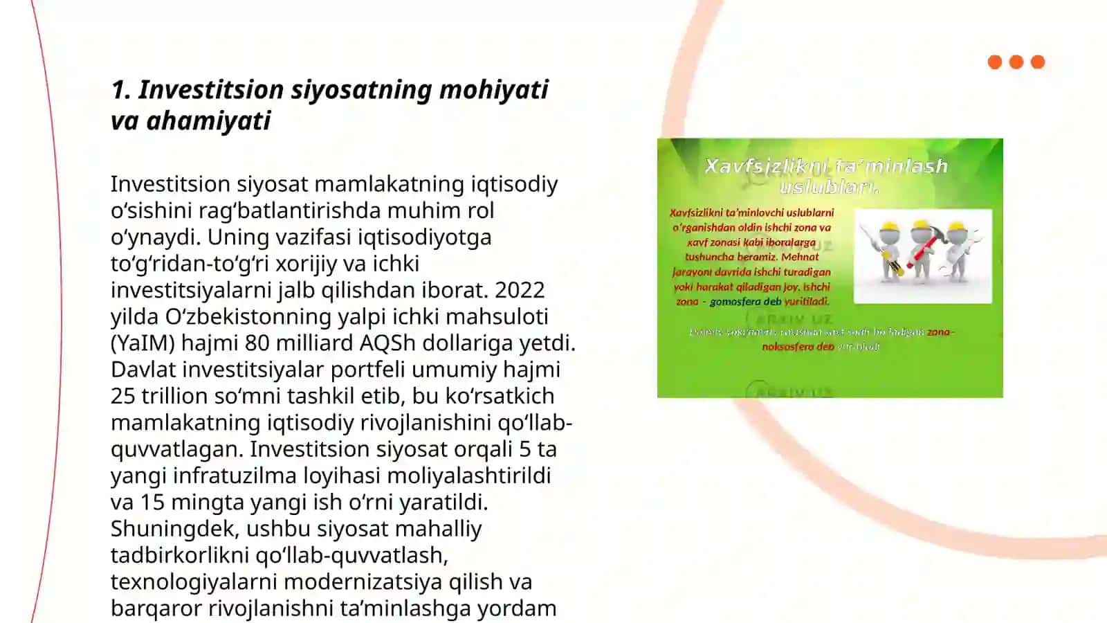 Investitsion siyosatning mamlakat iqtisodiy xavfsizligini ta’minlashdagi roli 3