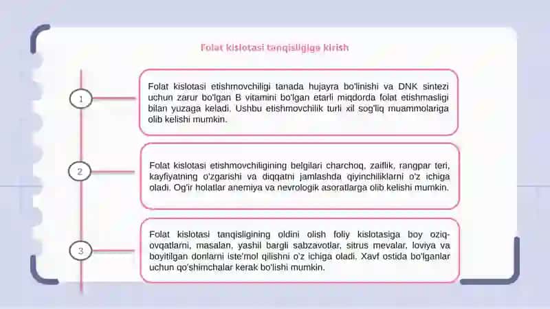 Folat kislotasini yitishmovchiligi 3