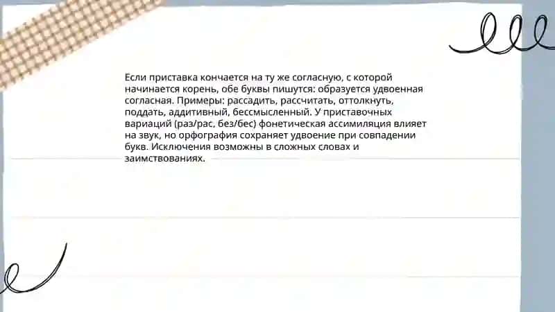 Двойные согласные на стыке приставки и корня 3
