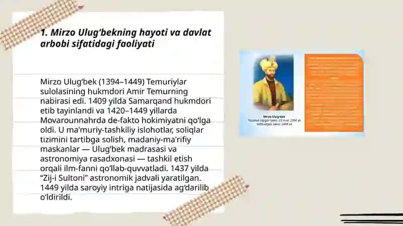 Mirzo Ulug‘bek - davlat arbobi va buyuk olim 3