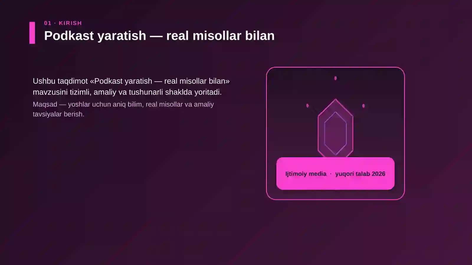 Podkast yaratish — real misollar bilan 3