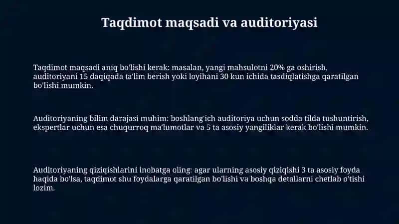 Taqdimotning maqsad va auditoriyasi 3