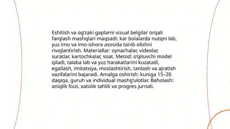 Eshitish va og‘zaki gaplarni vizual belgilar orqali farqlash mashqlari 3