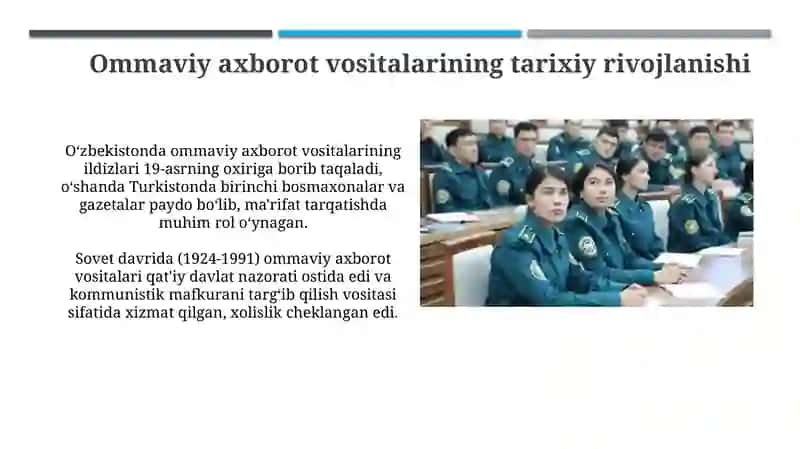 Oʻzbekiston Respublikasida ommaviy axborot vositalarining faoliyati 3
