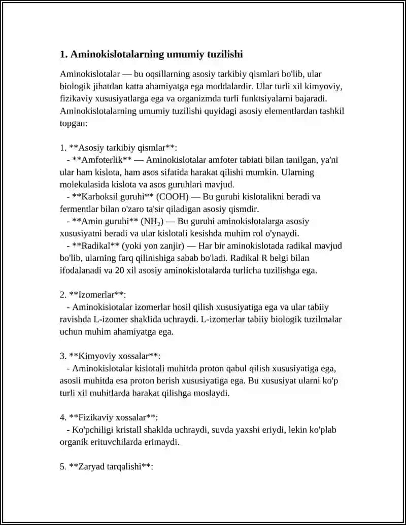 AMINOKISLOTALARNING XUSUSIYATLARI 3