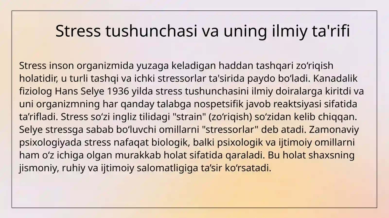 Stress va uning ijtimoiy omillarga bog'liqligi 3