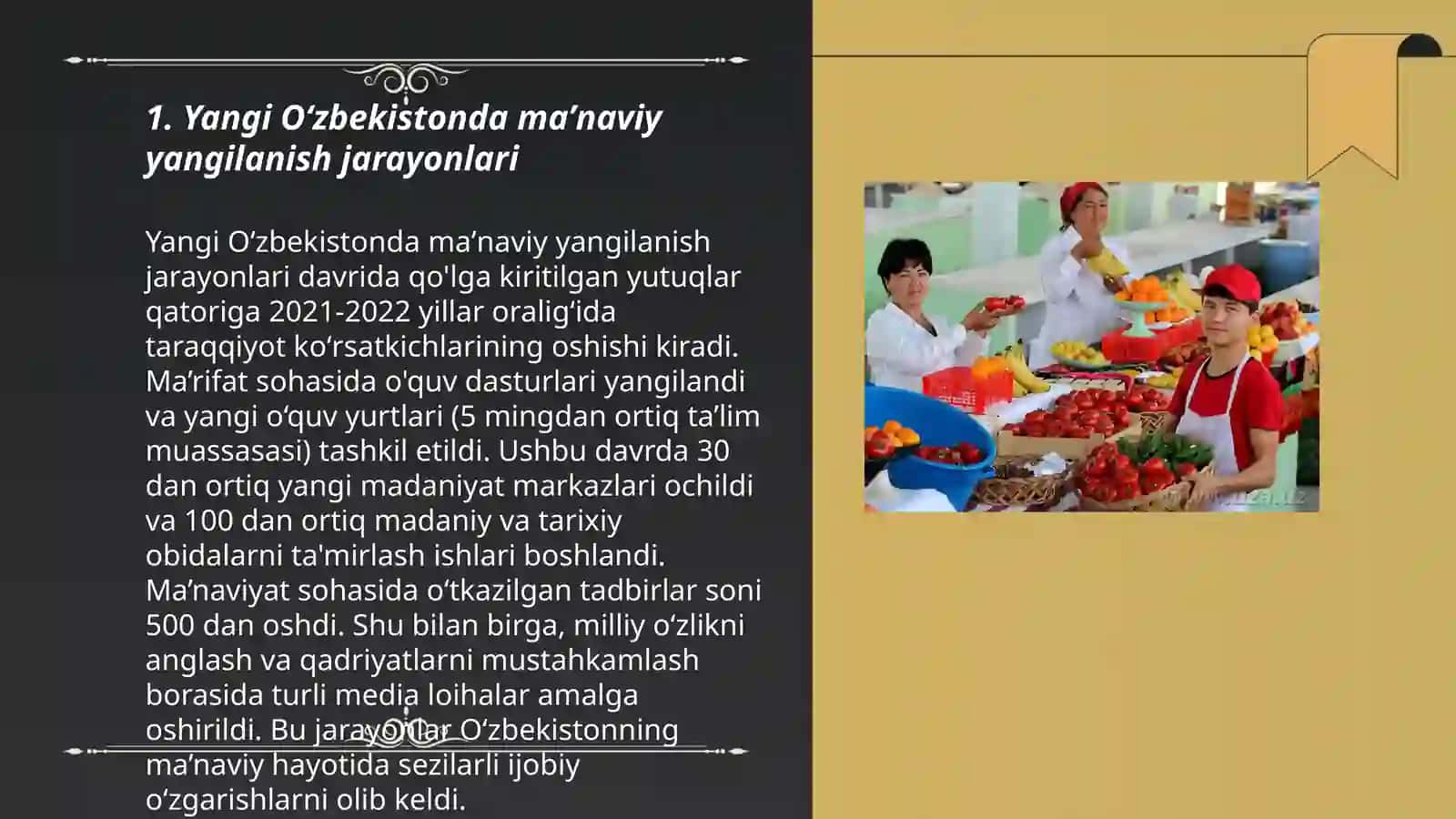Yangi Oʻzbekistonda amalga oshirilayotgan maʼnaviy oʻzgarishlar 3