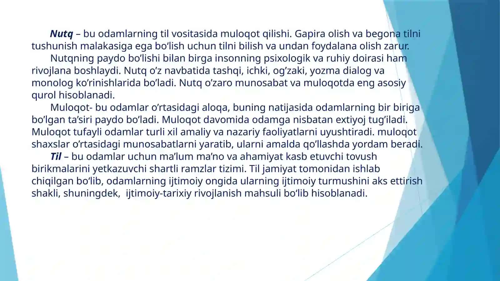 Nutq, muloqot, o’qish va yozish malakalari 3
