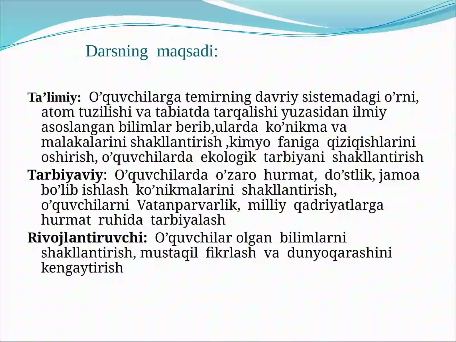 Temirning davriy sistemadagi o'rni, atom tuzilishi va tabiatda tarqalishi 3
