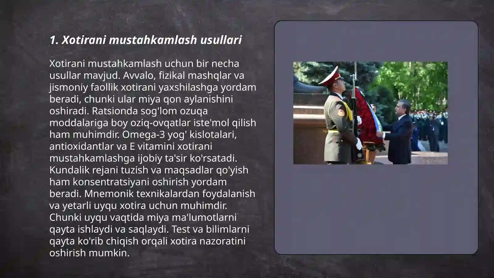 Xotirani mustahkamlash usullari 3