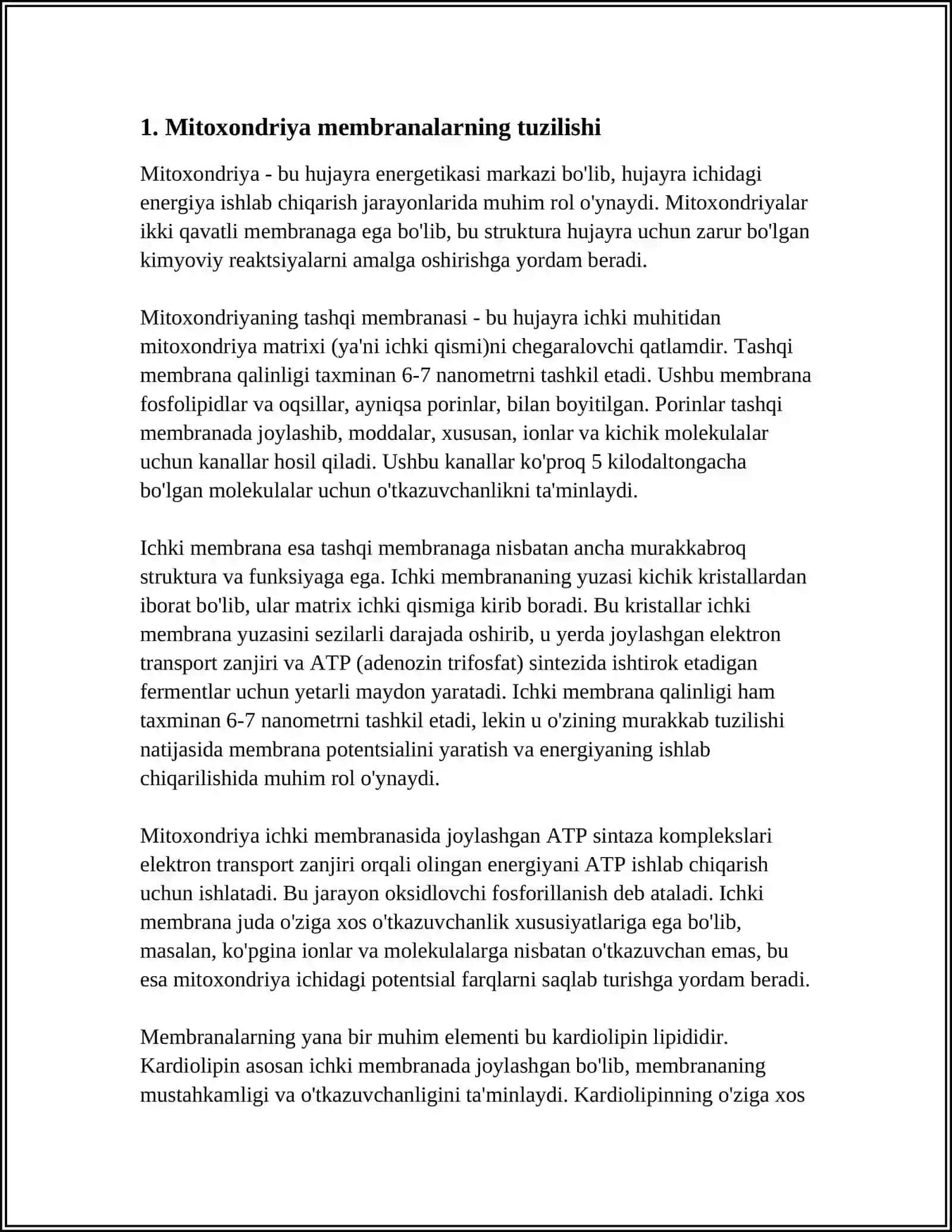 MITOXONDRIYA MEMBRANALARINING TUZILISHI 3