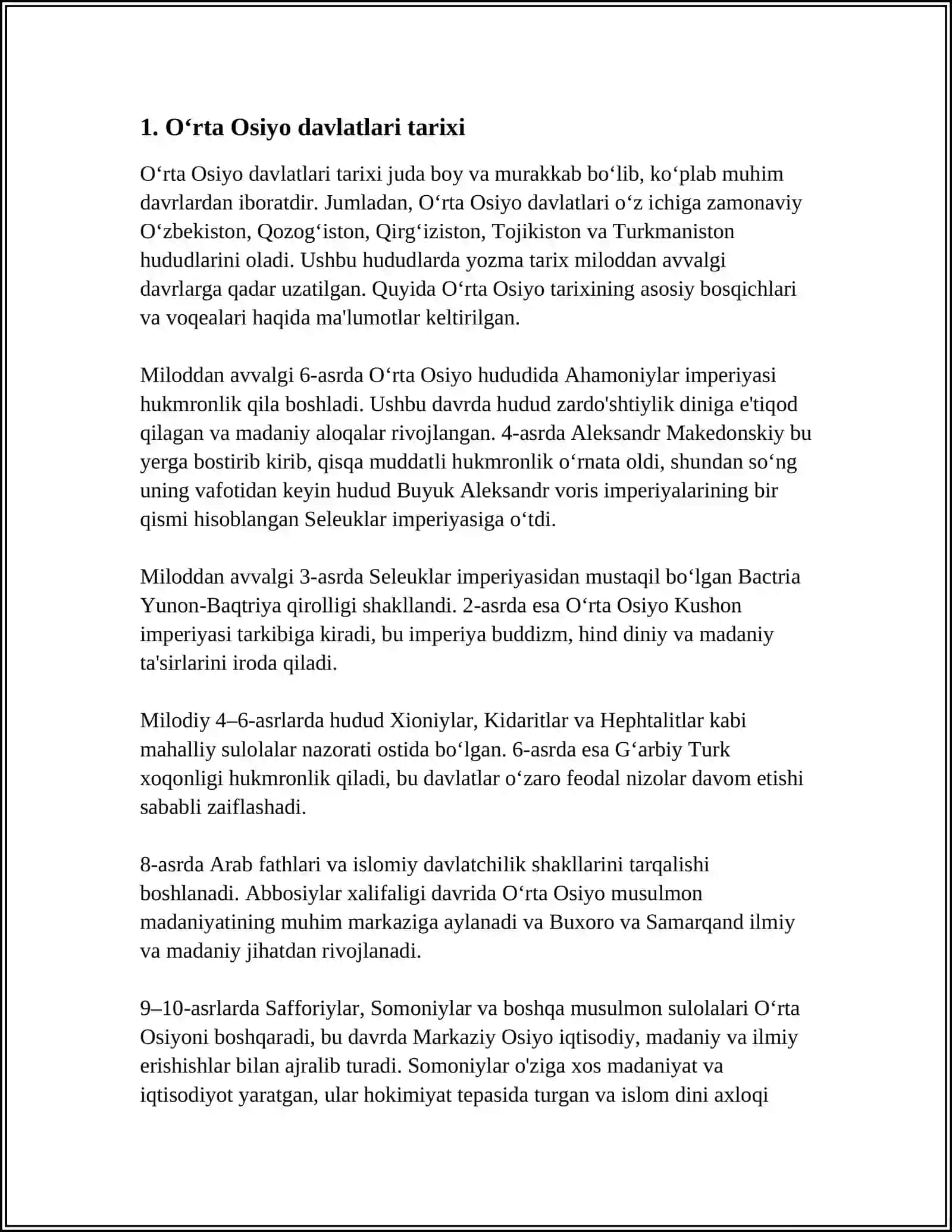 Oʻrta Osiyo davlatlari tarixi 3
