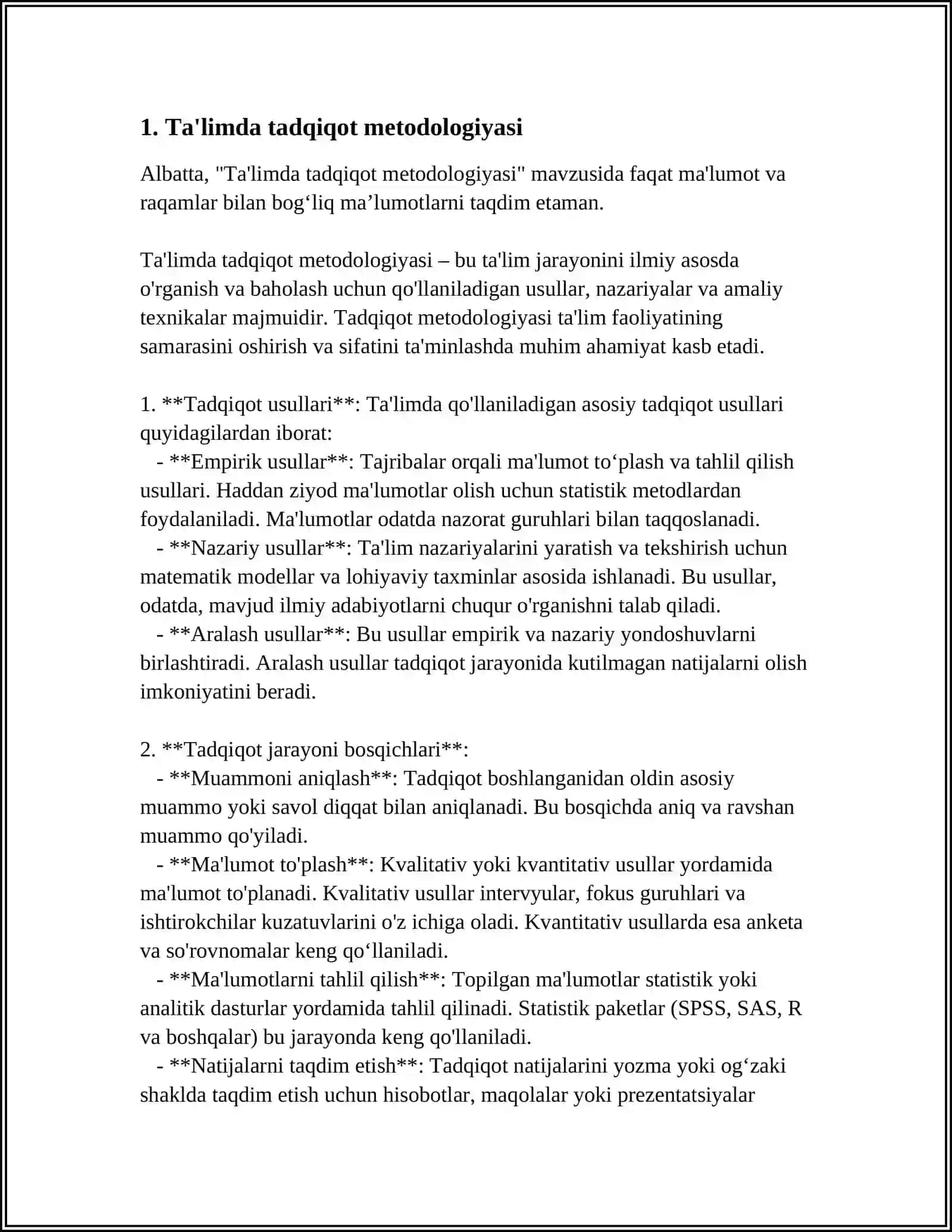 Ta'limda tadqiqot metodologiyasi 3