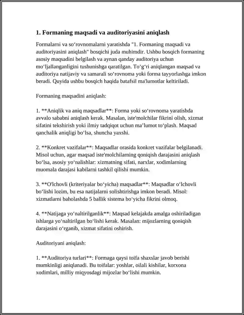 FORMALAR VA SOʻROVNOMALAR YARATİSH 3