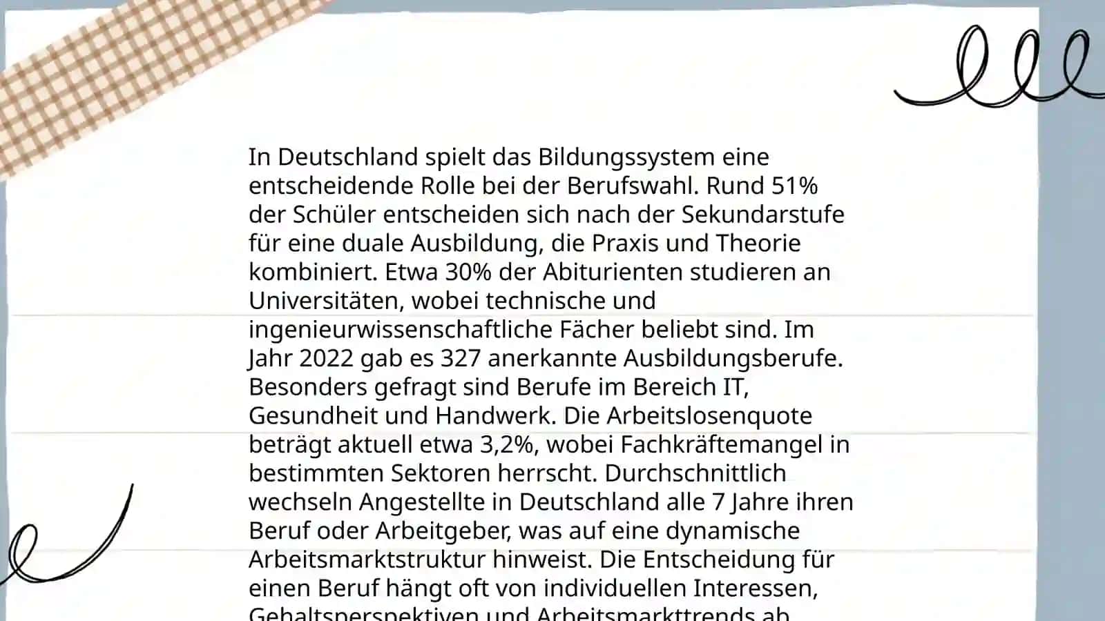 Planen: Berufswahl in Deutschland 3