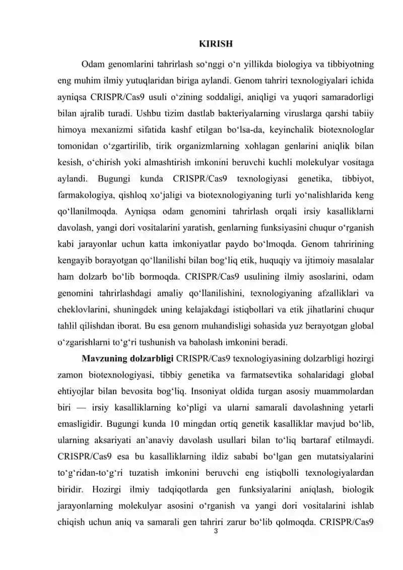 Odam genomlarni tahrirlashning CRISPR Cas9 usuli. 3