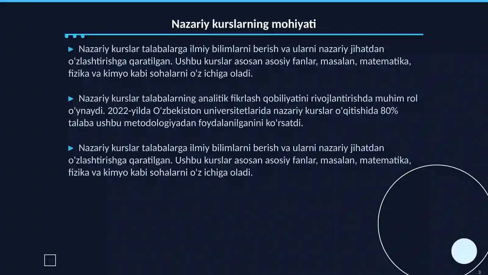 Nazariy va amaliy kurslar 3