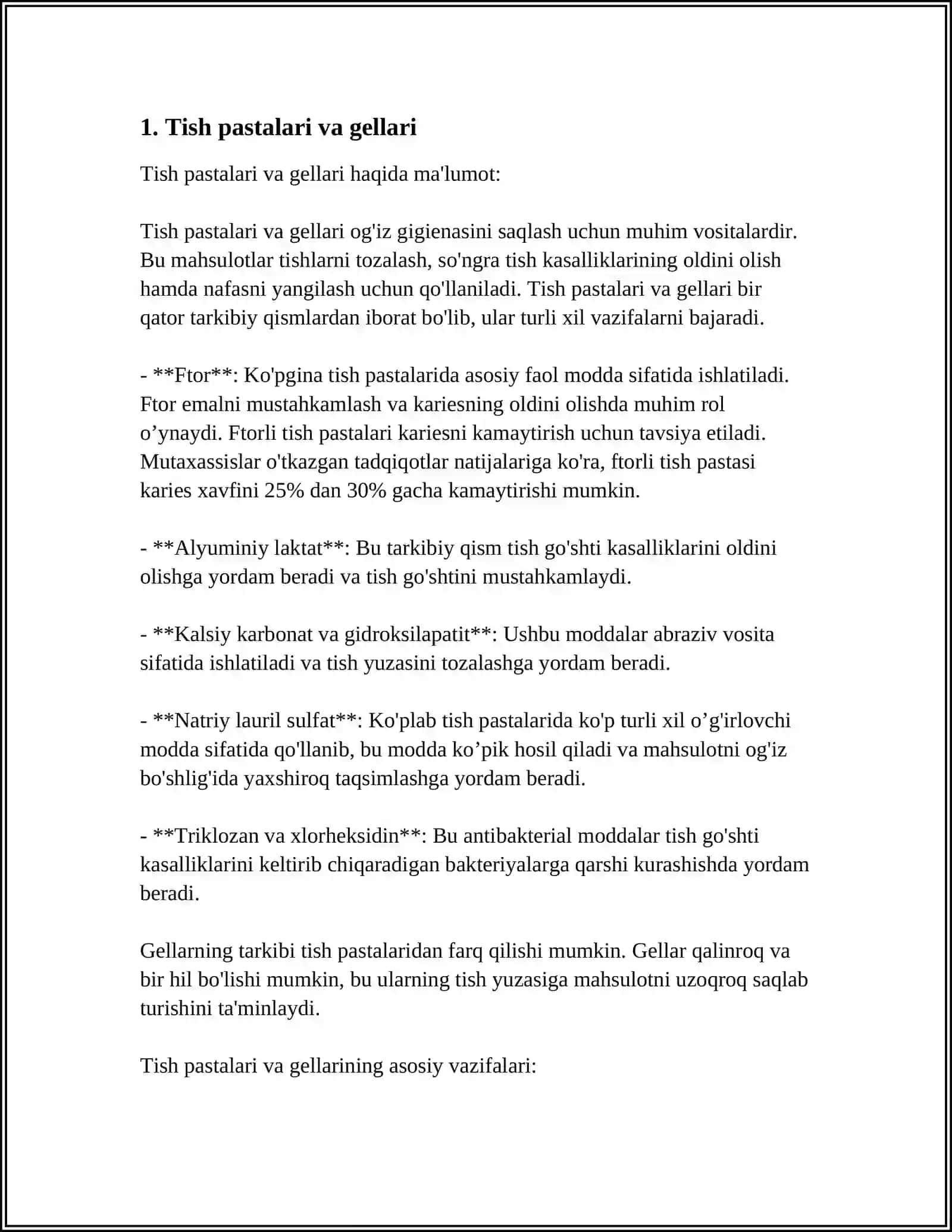 Tish pastalari va gellari 3