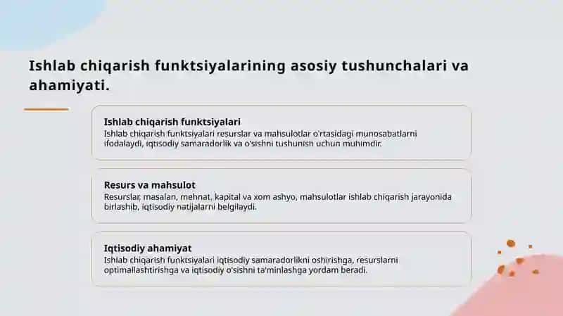 Ishlab chiqarish funktsiyalari 3