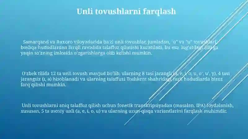 Unli tovushlar tallafuzi va imlosi 3