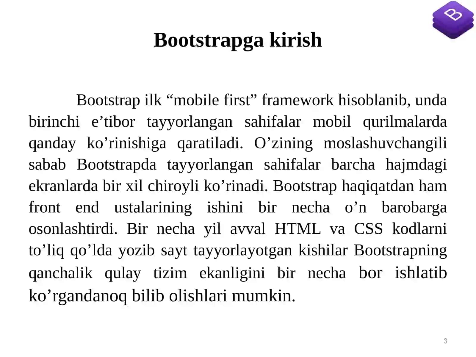 Bootstrapfreymvork texnologiyasi 3