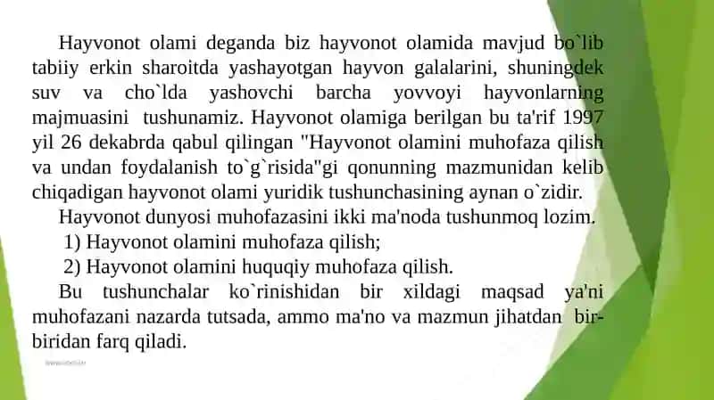 Hayvonot dunyosini muhofaza qilish yo’llari 3